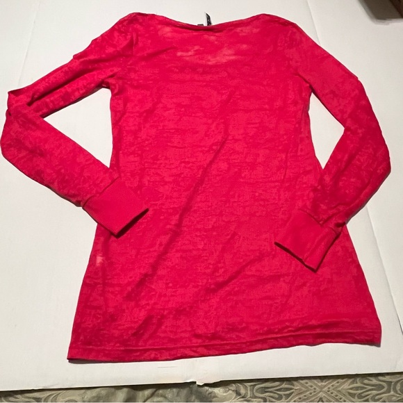 BKE Buckle Womens Size Large Pink Burnout Long Sleeve Shirt Scoop Neck Fitted - Picture 6 of 7